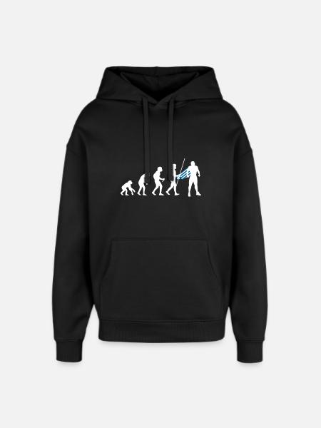 Greek Evolution Superhero Greek Flag - Oversized Unisex Hoodie by Stanley/Stella - black