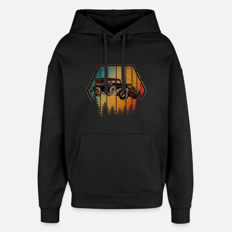 VOITURE ANCIENNE - Sweat à capuche unisexe Stanley/Stella Oversized - noir