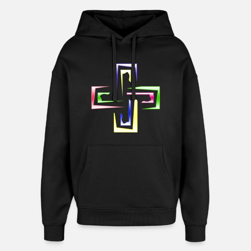 Neon Prism Frames Abstract Logo - Oversized Unisex Hoodie by Stanley/Stella - black