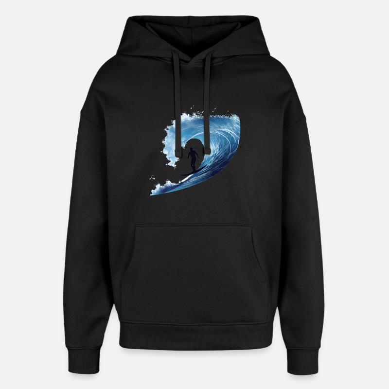 Surfeurs dans une vague tourbillonnante - Sweat à capuche unisexe Stanley/Stella Oversized - noir