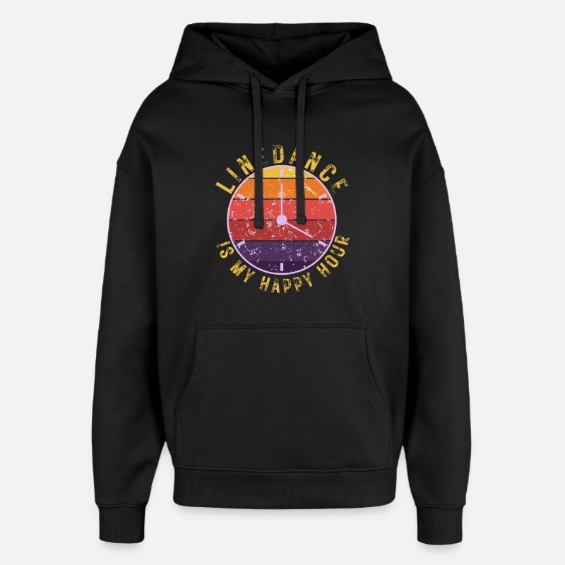 Geschenkidee: Linedance is my happy hour - Oversized Unisex Hoodie von Stanley/Stella - Schwarz