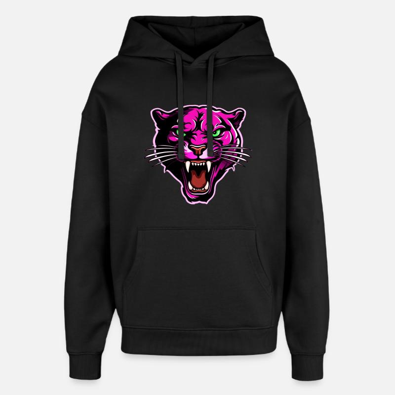 Panther Head Rose - Sweat à capuche unisexe Stanley/Stella Oversized - noir