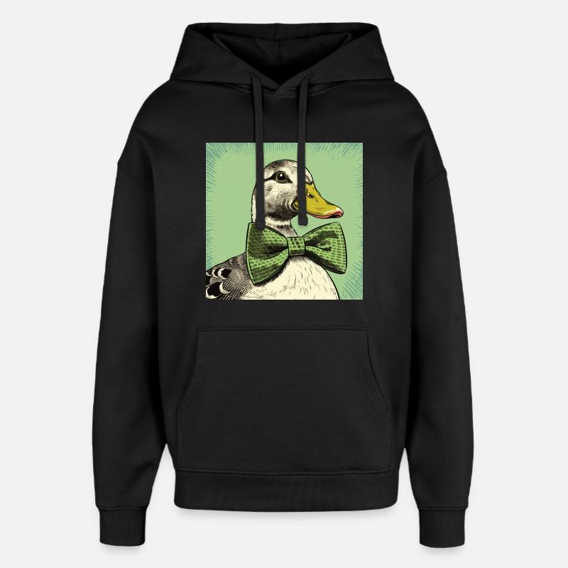 Canard avec nœud papillon - Sweat à capuche unisexe Stanley/Stella Oversized - noir