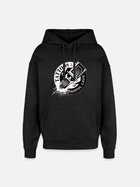 TATTOOS PAINFUL LOVE - Oversized Unisex Hoodie by Stanley/Stella - black