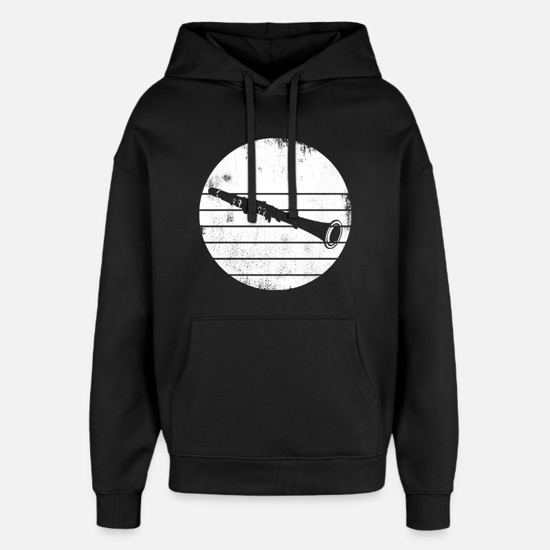 Esquisse de clarinette - Sweat à capuche unisexe Stanley/Stella Oversized - noir