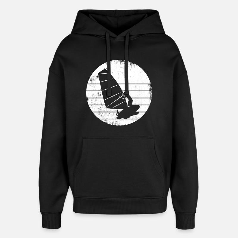 Dessin de planche à voile - Sweat à capuche unisexe Stanley/Stella Oversized - noir