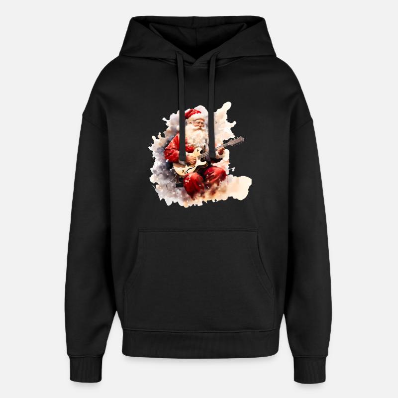 Aquarelle avec guitare - Sweat à capuche unisexe Stanley/Stella Oversized - noir