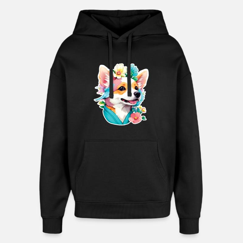 Corgi - Oversized Unisex Hoodie by Stanley/Stella - black