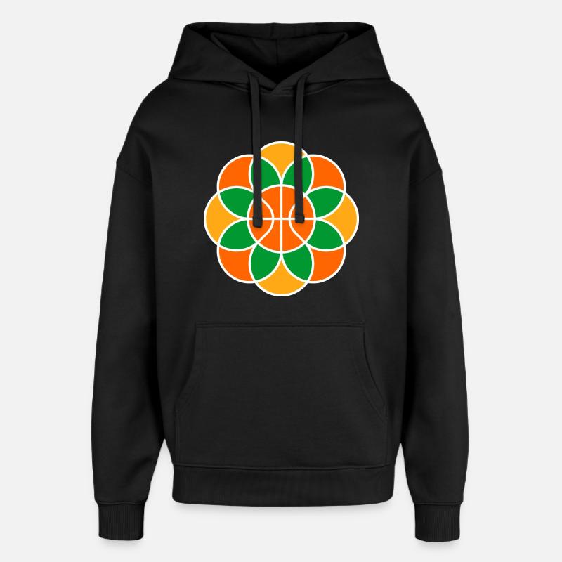 Mandala de fleur de basket-ball - Sweat à capuche unisexe Stanley/Stella Oversized - noir