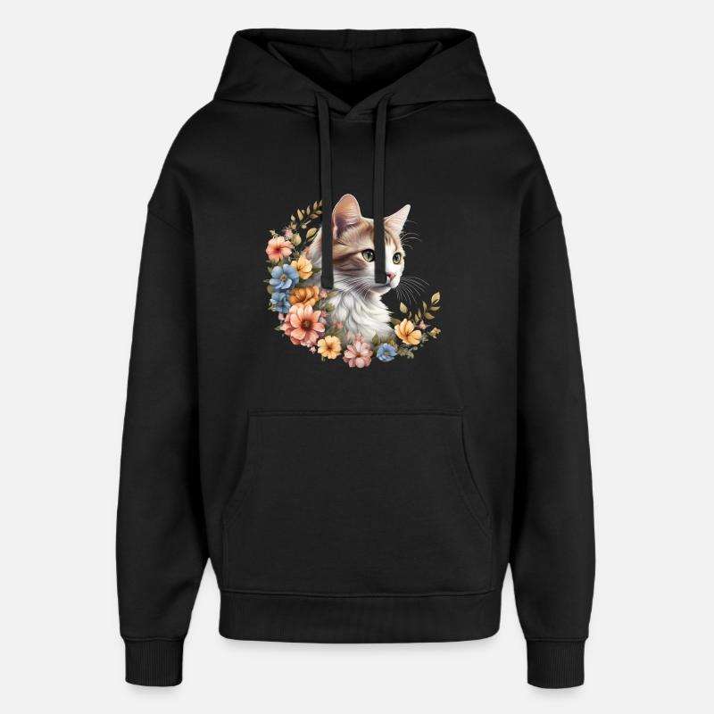 Blütenpracht Samtpfote - Oversized Unisex Hoodie von Stanley/Stella - Schwarz