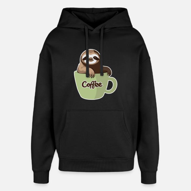 Sloth in a coffee cup - Oversized Unisex Hoodie by Stanley/Stella - black