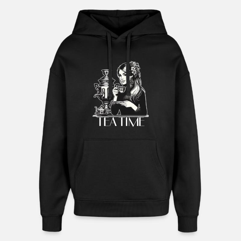 Samowar Teezeit Frau Geschenk - Oversized Unisex Hoodie von Stanley/Stella - Schwarz