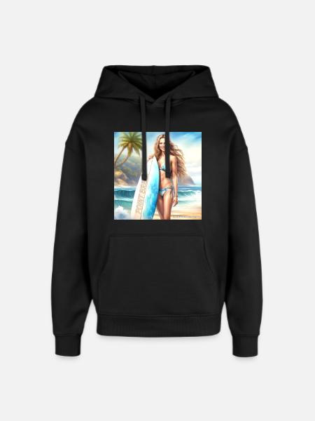 Girl Action Surf 2 - Oversized Unisex Hoodie by Stanley/Stella - black