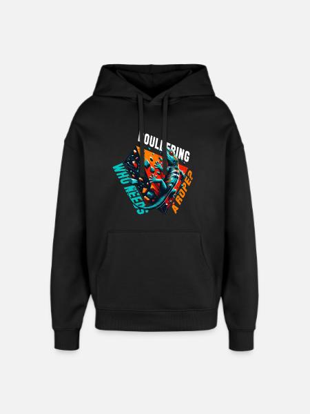Bouldering Gecko Rope? Gift - Oversized Unisex Hoodie by Stanley/Stella - black