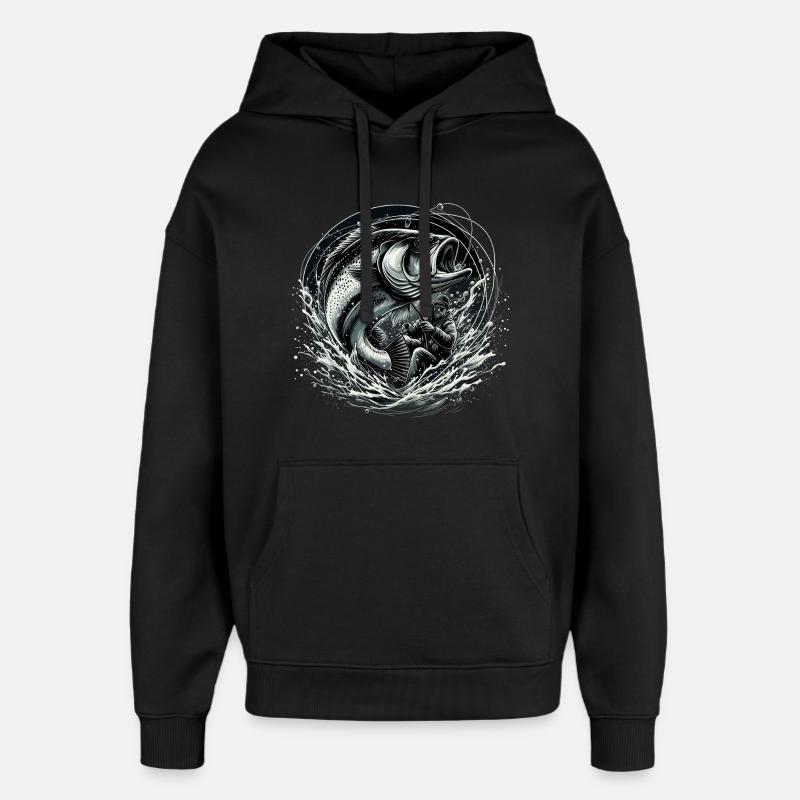 Fishing Angler Dynamic Gift - Oversized Unisex Hoodie by Stanley/Stella - black