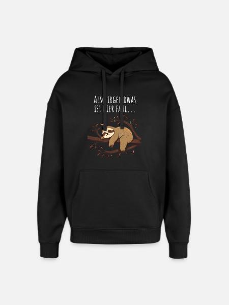 Something's Fishy Here | Sloth Gift - Oversized Unisex Hoodie by Stanley/Stella - black