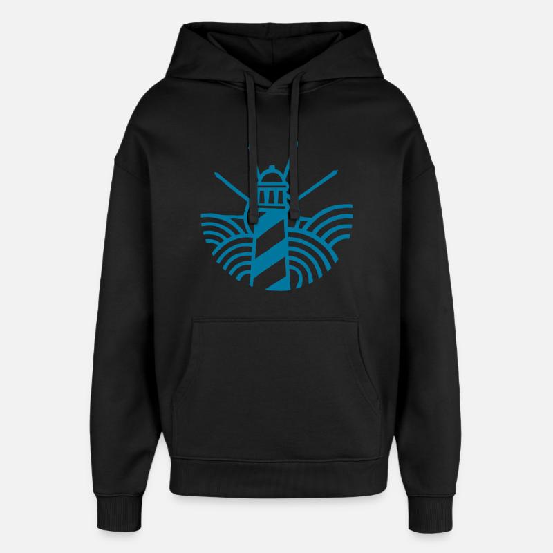 Le phare bleu et l'océan - Sweat à capuche unisexe Stanley/Stella Oversized - noir
