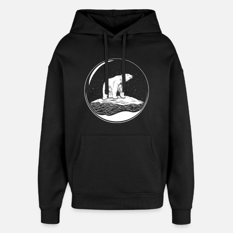 Eisbär auf Eisscholle Save the polarbear - Oversized Unisex Hoodie von Stanley/Stella - Schwarz