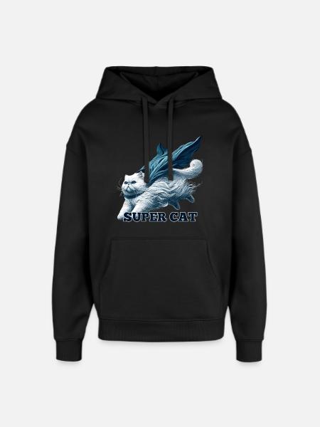 Super Cat persisk hvid persisk kattegave - Hættetrøje unisex Stanley/Stella Oversized - sort