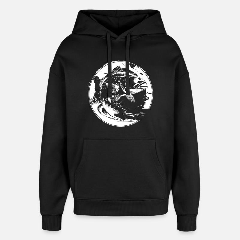 Graphique de poisson - Sweat à capuche unisexe Stanley/Stella Oversized - noir