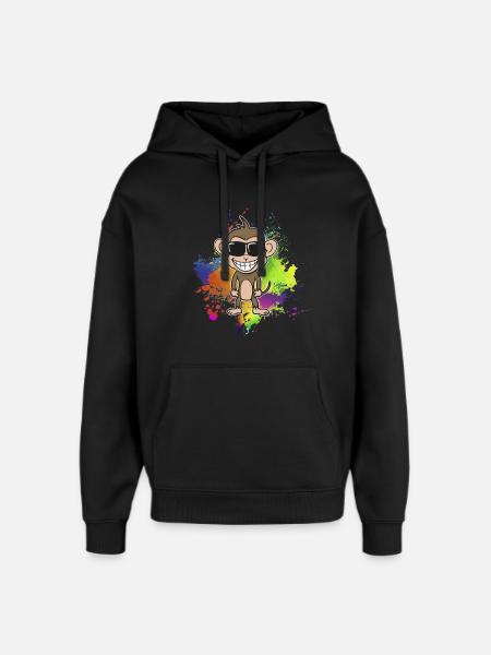 Bunter-Sommer-Affe - Oversized Unisex Hoodie von Stanley/Stella - Schwarz