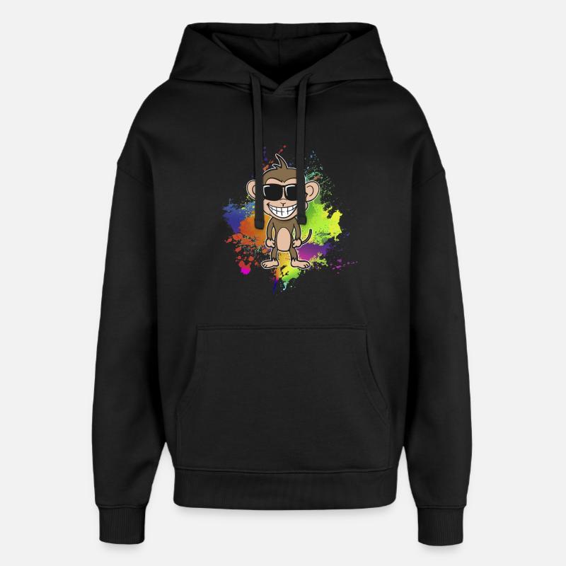 Bunter-Sommer-Affe - Oversized Unisex Hoodie von Stanley/Stella - Schwarz
