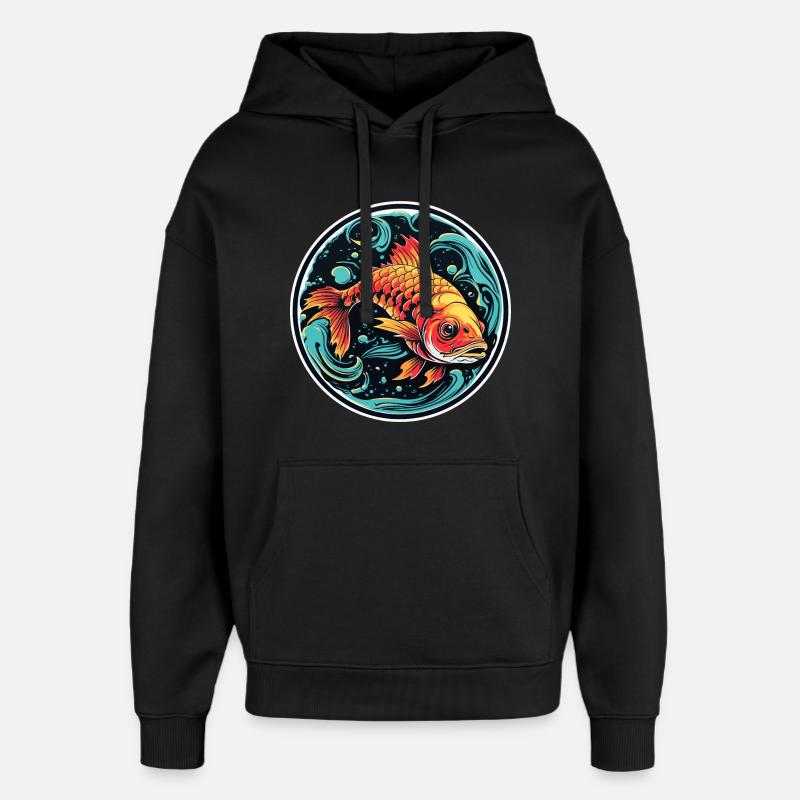 Fisch Illustration - Oversized Unisex Hoodie von Stanley/Stella - Schwarz