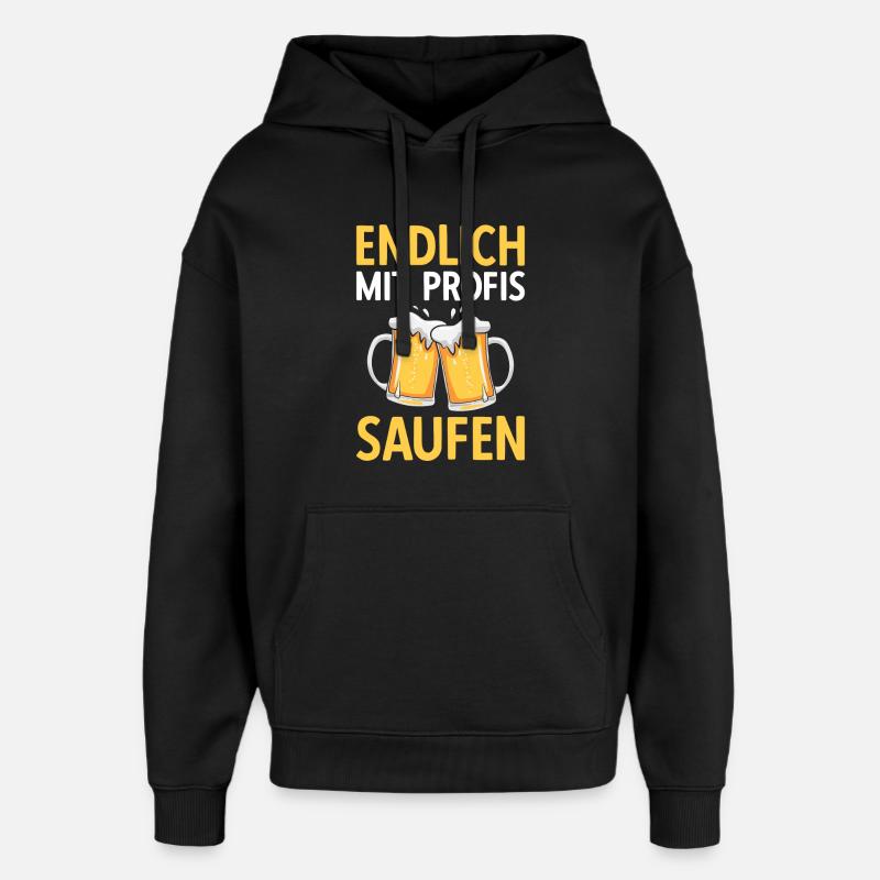 Endlich mit Profis saufen - Oversized Unisex Hoodie von Stanley/Stella - Schwarz
