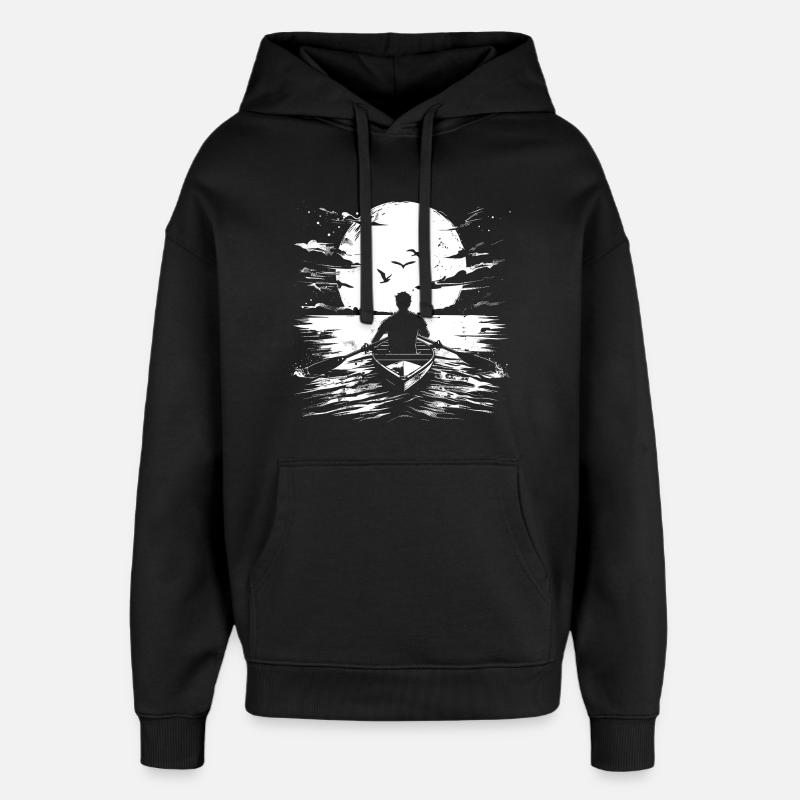 Dessin du rameur - Sweat à capuche unisexe Stanley/Stella Oversized - noir