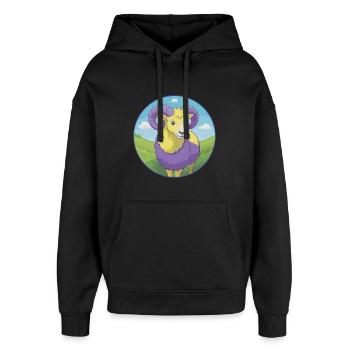 Ram Niedliche Kawaii Cartoon Clipart Tier Haustier - Oversized Unisex Hoodie von Stanley/Stella - Schwarz - Vorne - AI Model Female 172 light (172cm) & AI Model Male 185 light (185cm)