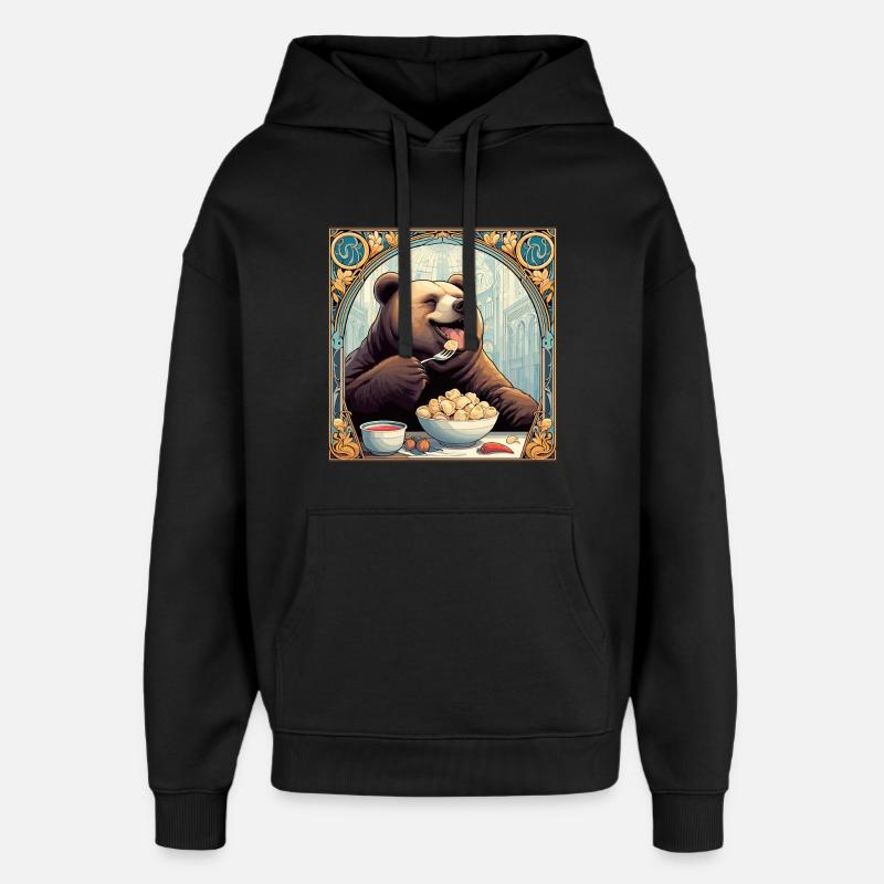 Ours Pelmeni Cadeau Russe - Sweat à capuche unisexe Stanley/Stella Oversized - noir
