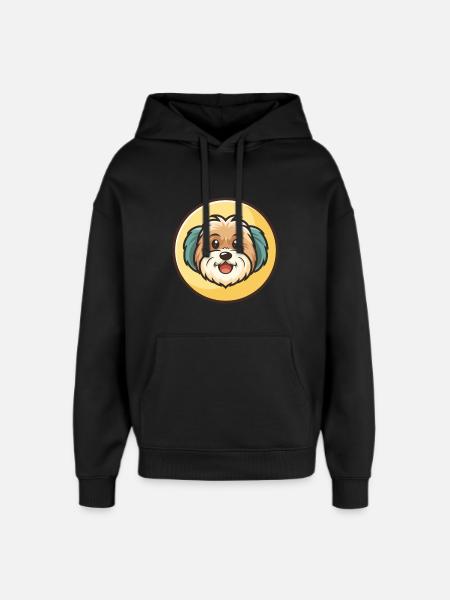 Havanese Dog Breed Colorful Cartoon Kawaii Clipart - Oversized Unisex Hoodie by Stanley/Stella - black