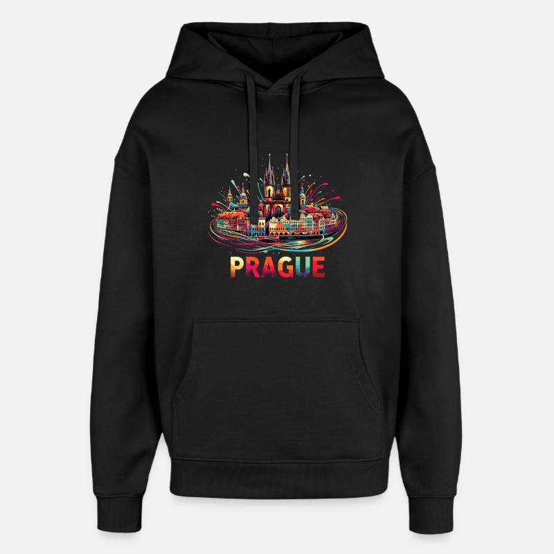 Prague Capitale République tchèque Cadeau - Sweat à capuche unisexe Stanley/Stella Oversized - noir