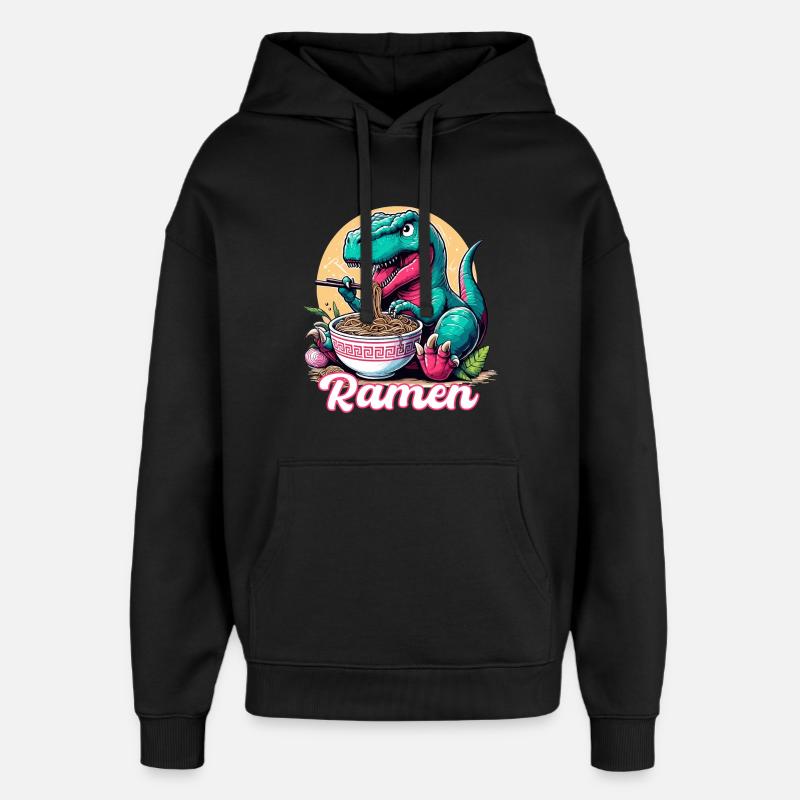 Mignon T-Rex Ramen Dinosaure Cadeau - Sweat à capuche unisexe Stanley/Stella Oversized - noir