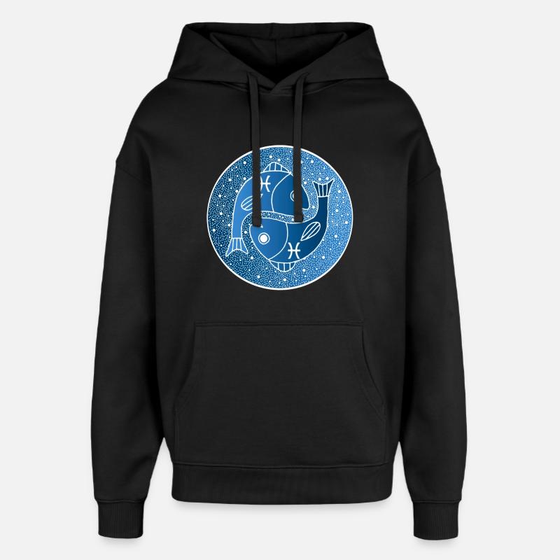 Signe astrologique du poisson - Sweat à capuche unisexe Stanley/Stella Oversized - noir