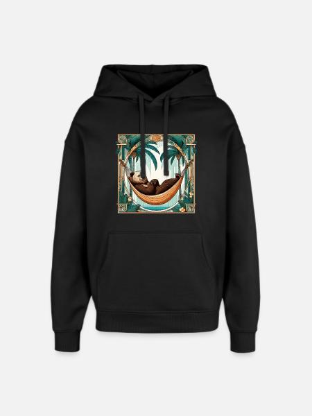 Alderspension Bjørn Pensionist Palmetræer Gave - Hættetrøje unisex Stanley/Stella Oversized - sort