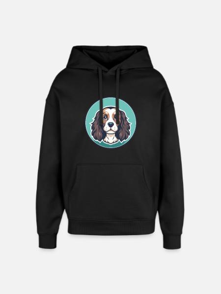 Toy Trawler Spaniel Dog Breed Funny Cartoon Kawaii - Oversized Unisex Hoodie by Stanley/Stella - black