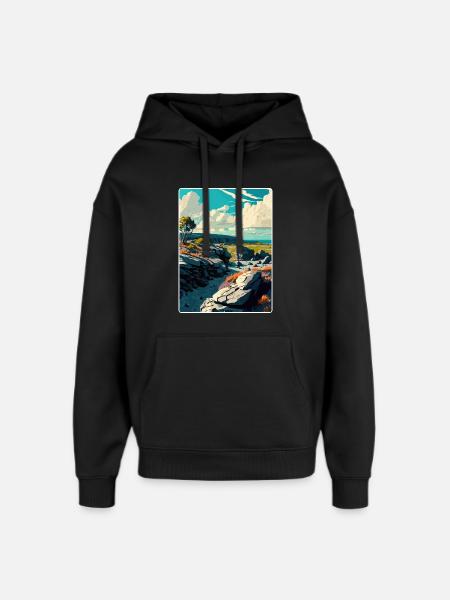 Plakat podróżniczy do Parku Narodowego Burren S w Irlandii - Stanley/Stella Oversized Bluza z kapturem unisex - czarny