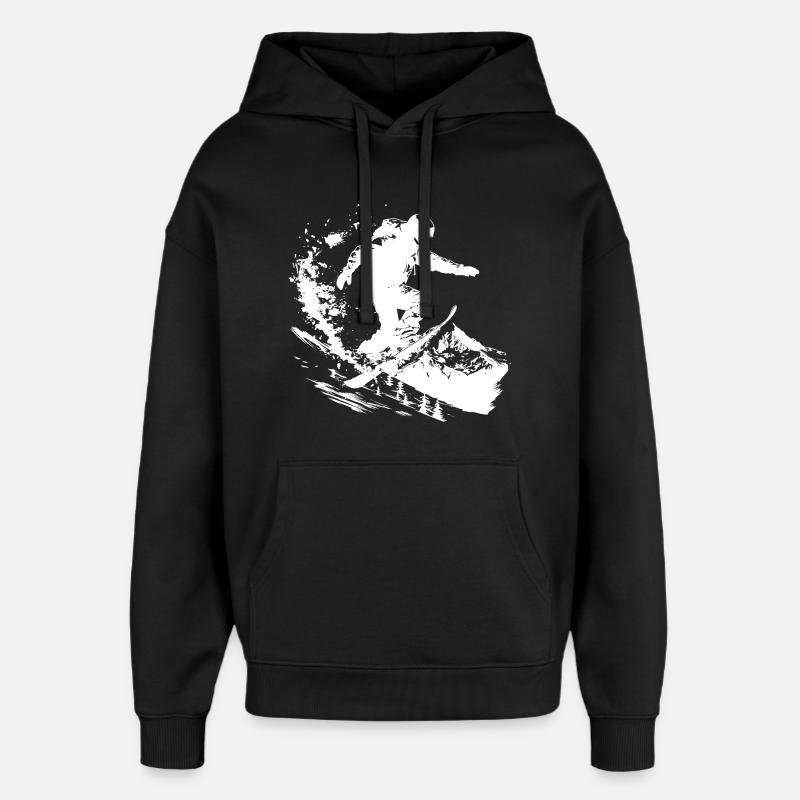Dessin de snowboarder - Sweat à capuche unisexe Stanley/Stella Oversized - noir