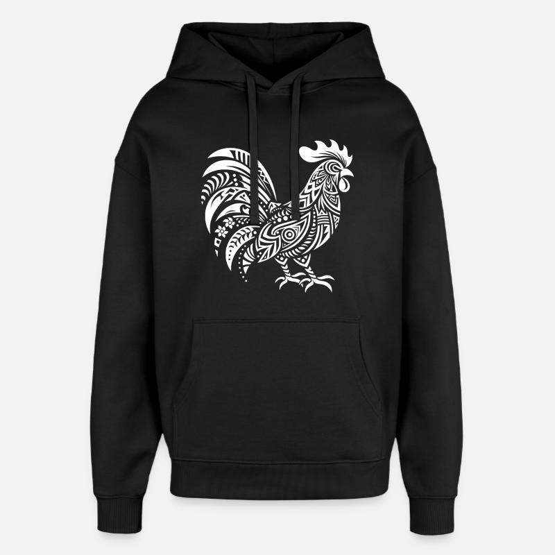 Coq Tribal - Sweat à capuche unisexe Stanley/Stella Oversized - noir