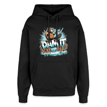 Biber Damm Verdammt witzig Bieber Geschenk - Oversized Unisex Hoodie von Stanley/Stella - Schwarz - Vorne - AI Model Female 172 light (172cm) & AI Model Male 185 light (185cm)