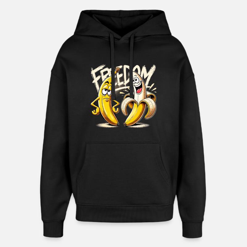 Cadeau banane liberté - Sweat à capuche unisexe Stanley/Stella Oversized - noir