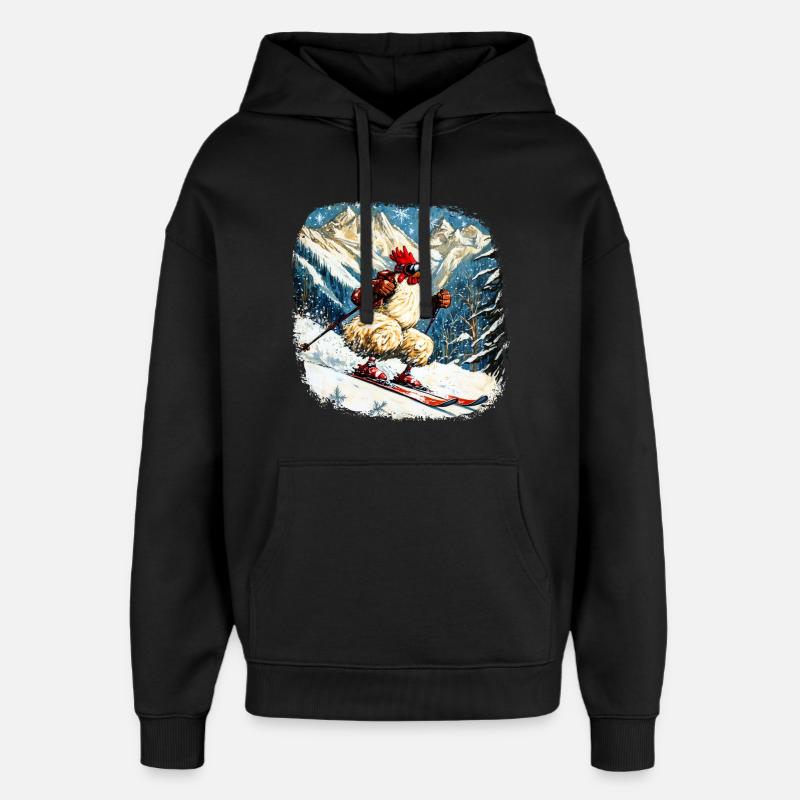 Poulet de ski - Sweat à capuche unisexe Stanley/Stella Oversized - noir