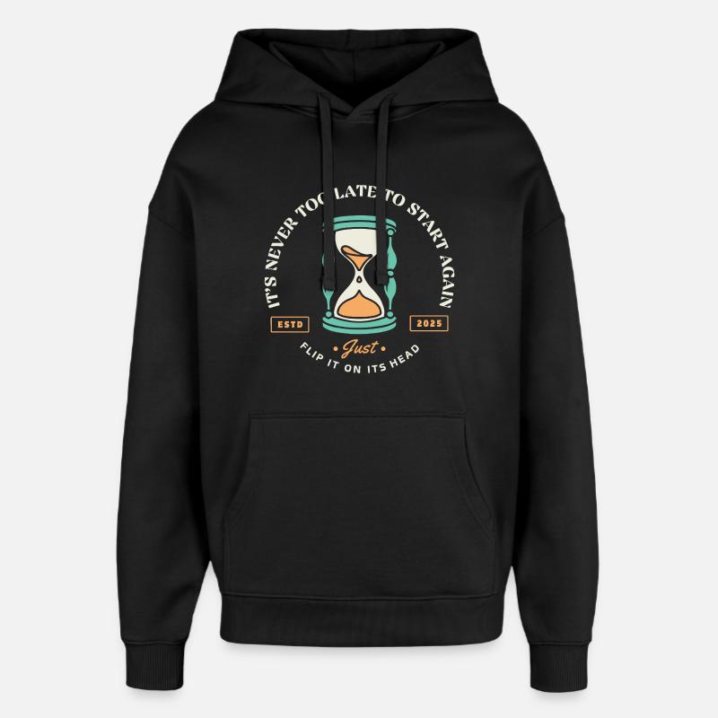 Neustart – Sanduhr der zweiten Chancen - Oversized Unisex Hoodie von Stanley/Stella - Schwarz