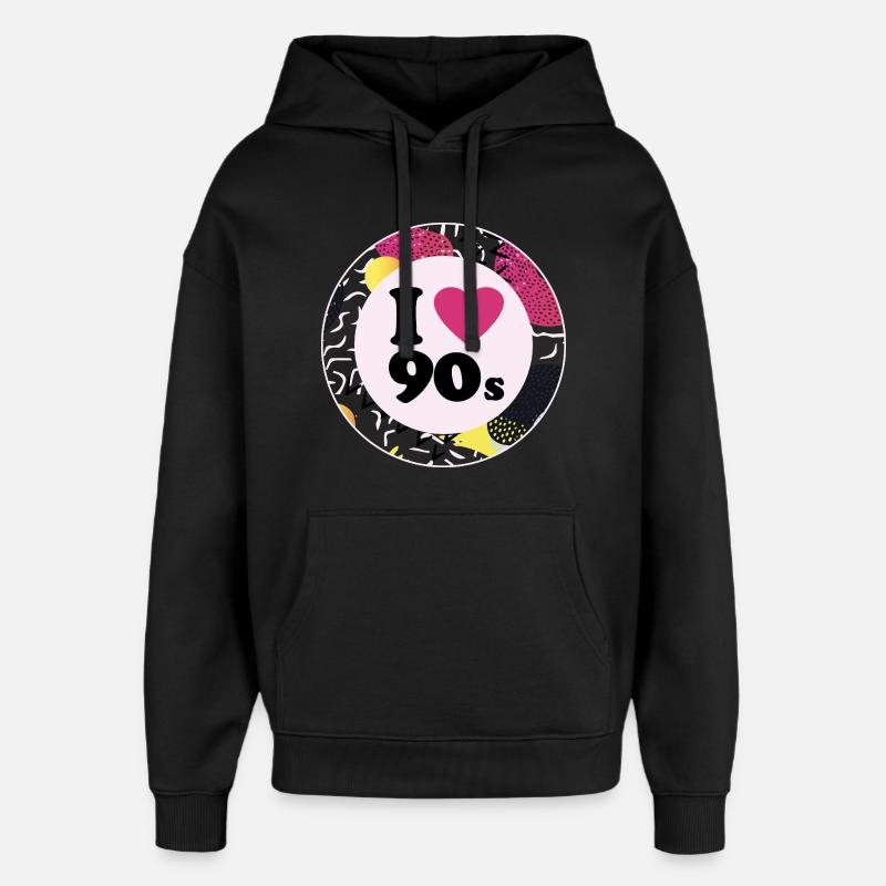 I ♥ 90s – Nostalgic retro design - Oversized Unisex Hoodie by Stanley/Stella - black