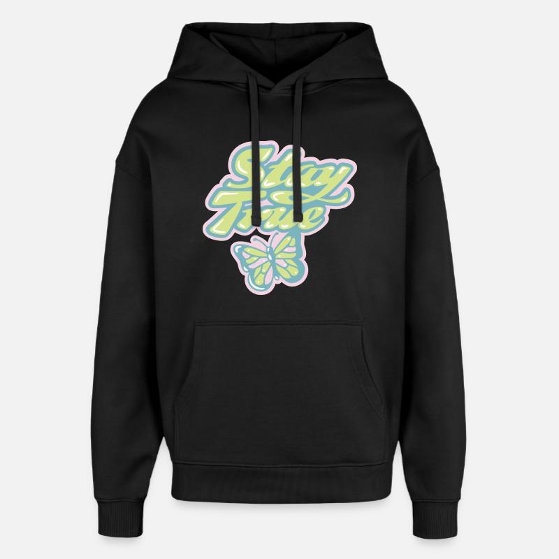 Stay True – Rétro pastel doux - Sweat à capuche unisexe Stanley/Stella Oversized - noir