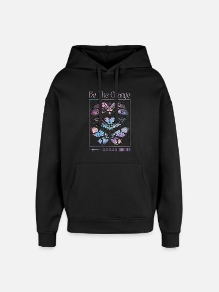 Be The Change – Butterfly Transformation - Oversized Unisex Hoodie by Stanley/Stella - black