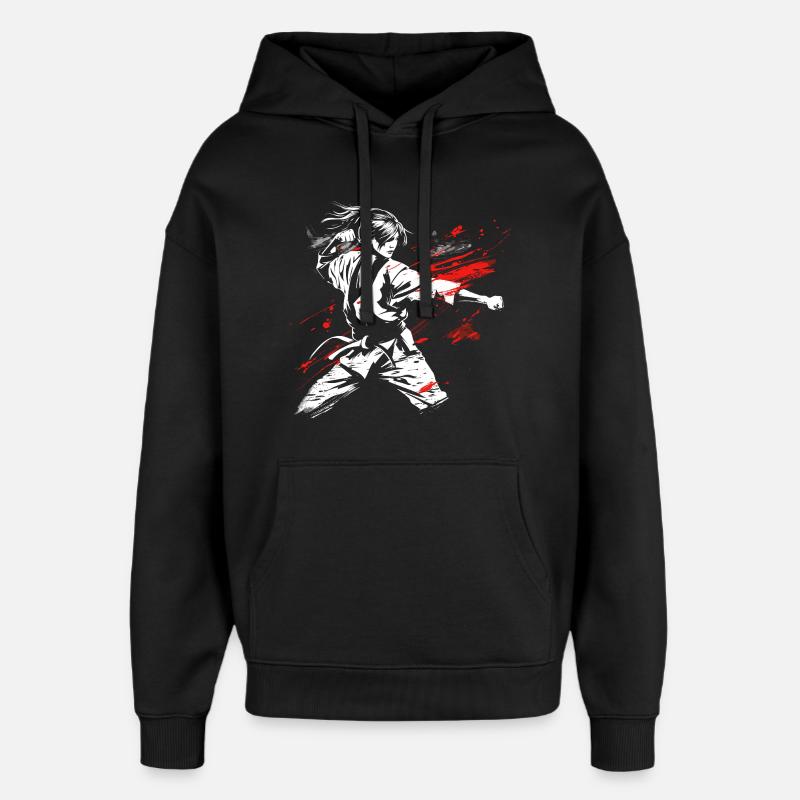 Dessin Karatéka Femme - Sweat à capuche unisexe Stanley/Stella Oversized - noir