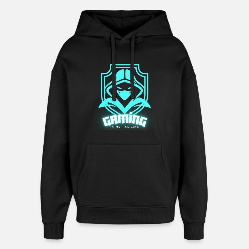 GAMING IS MY RELIGION - Sweat à capuche unisexe Stanley/Stella Oversized - noir