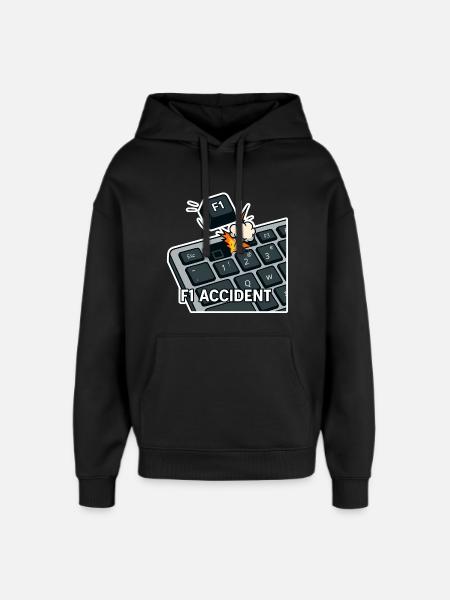 F1 accident - funny pun - Oversized Unisex Hoodie by Stanley/Stella - black